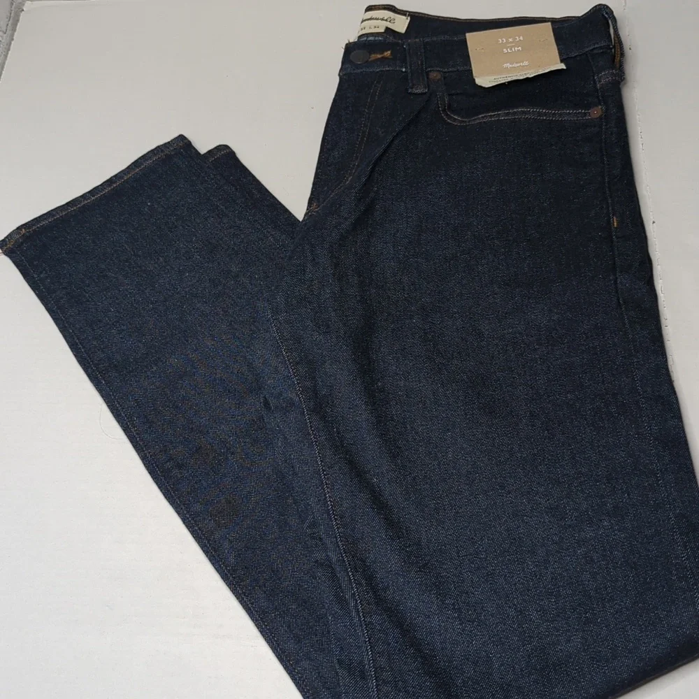 NWT madewell slim leg Flex Denim jeans 33x34 Dark Blue